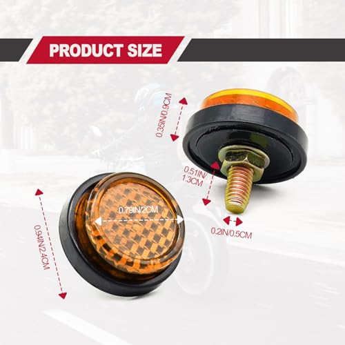 NOTISH 6 Pieces Reflectors Round Mini Decorative - Bolts and Nuts M5 Screw Tag Bolt - for Motorcycle Bike License Plate - Yellow - Image 2