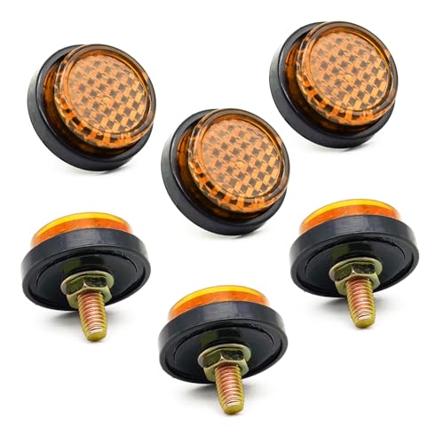 NOTISH 6 Pieces Reflectors Round Mini Decorative - Bolts and Nuts M5 Screw Tag Bolt - for Motorcycle Bike License Plate - Yellow - Image 1