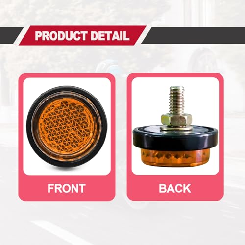 NOTISH 6 Pieces Reflectors Round Mini Decorative - Bolts and Nuts M5 Screw Tag Bolt - for Motorcycle Bike License Plate - Yellow - Image 3