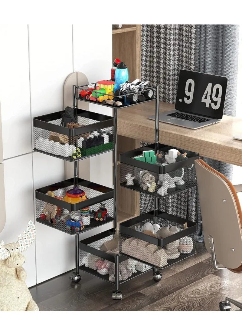 DIGI CORE - Rotating Storage Shelves Rack Kitchen Vegetable Storage Trolley Vegetable Fruit Storage Basket Rack 5 Layer Kitchen Rotating Storage Rack Egetable Trolley Potato Storage Onion Storage - Image 1