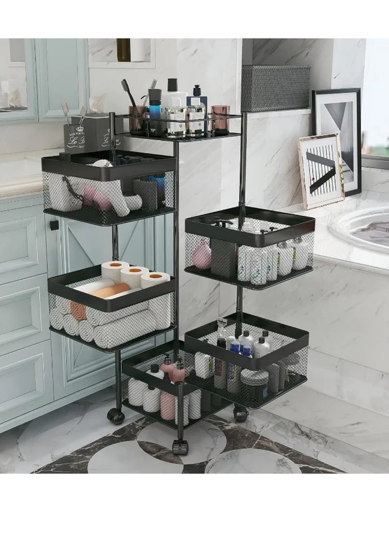 DIGI CORE - Rotating Storage Shelves Rack Kitchen Vegetable Storage Trolley Vegetable Fruit Storage Basket Rack 5 Layer Kitchen Rotating Storage Rack Egetable Trolley Potato Storage Onion Storage - Image 1