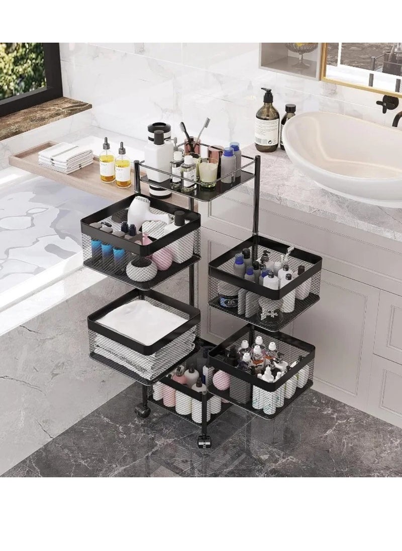 DIGI CORE - Rotating Storage Shelves Rack Kitchen Vegetable Storage Trolley Vegetable Fruit Storage Basket Rack 5 Layer Kitchen Rotating Storage Rack Egetable Trolley Potato Storage Onion Storage - Image 1