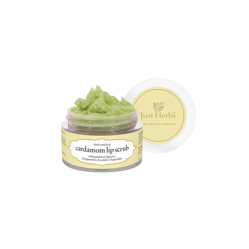 Just Herbs Organic Moisturizing Lip Scrub with Liquorice for Dry Chapped Smoker Lips SLS Paraben Free Cardamom 15gm