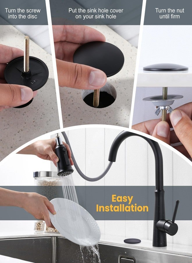 ALEASHA Kitchen Sink Hole Cover, Faucet Hole Cover for Kitchen Sink, Tap Hole Plate Stopper Cover Blanking Metal Plug, Matte Black - Image 5