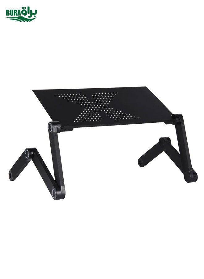 BURAQ Lengthen Portable 360 Degree Adjustable Foldable Aluminium Alloy Desk Stand for Laptop / Notebook, without CPU Fans & Mouse Pad(Black)  - Image 2