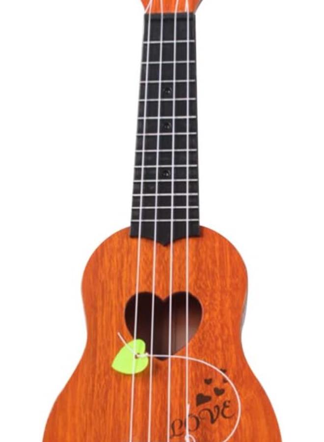 Ukulele Guitar Soprano Ukulele Children Small Ukulele Mini Guitar Playing Toy Beginner Ukulele with Four Strings (Khaki)  - Image 1