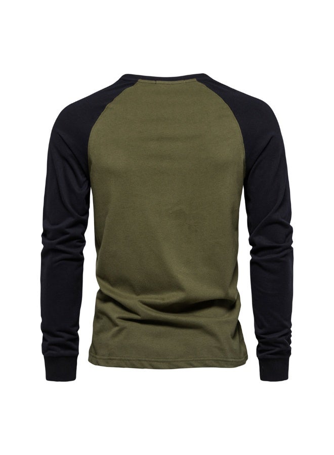 general Alloaone Men's Cotton Long Sleeve O-Neck Casual T-Shirt - Image 2