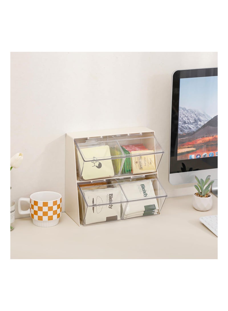 SYOSI 1 Pcs Plastic Coffee Pod Holder with Lid and Dividers Clear Capsule Storage Organizer for Desktop Counter Accessories Basket K Cups Tea Bags Creamer Sugar  - Image 4