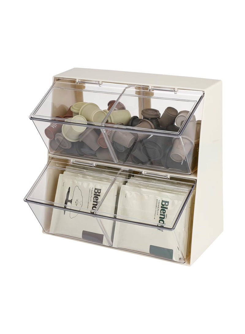 SYOSI 1 Pcs Plastic Coffee Pod Holder with Lid and Dividers Clear Capsule Storage Organizer for Desktop Counter Accessories Basket K Cups Tea Bags Creamer Sugar  - Image 1