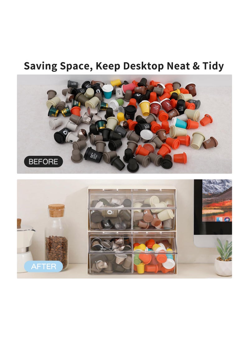 SYOSI 1 Pcs Plastic Coffee Pod Holder with Lid and Dividers Clear Capsule Storage Organizer for Desktop Counter Accessories Basket K Cups Tea Bags Creamer Sugar  - Image 2