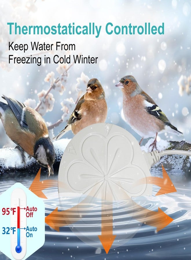 Poffattr Bird Bath Heater for Outdoors in Winter, Birdbath Water Heater 110 W Pond De-Icer, Bird Bath Deicer Full-Covered Aluminum-White - Image 4