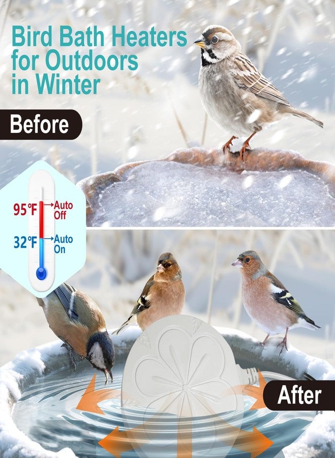 Poffattr Bird Bath Heater for Outdoors in Winter, Birdbath Water Heater 110 W Pond De-Icer, Bird Bath Deicer Full-Covered Aluminum-White - Image 5