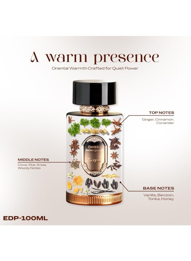 Sapil Ombre Smoky Quartz Eau De Parfum 100ml, Affordable Luxury Perfume, Luxurious Fragrance with Spiced Vanilla Top Notes, Bold Blend Perfumes for Men and Women - Image 4