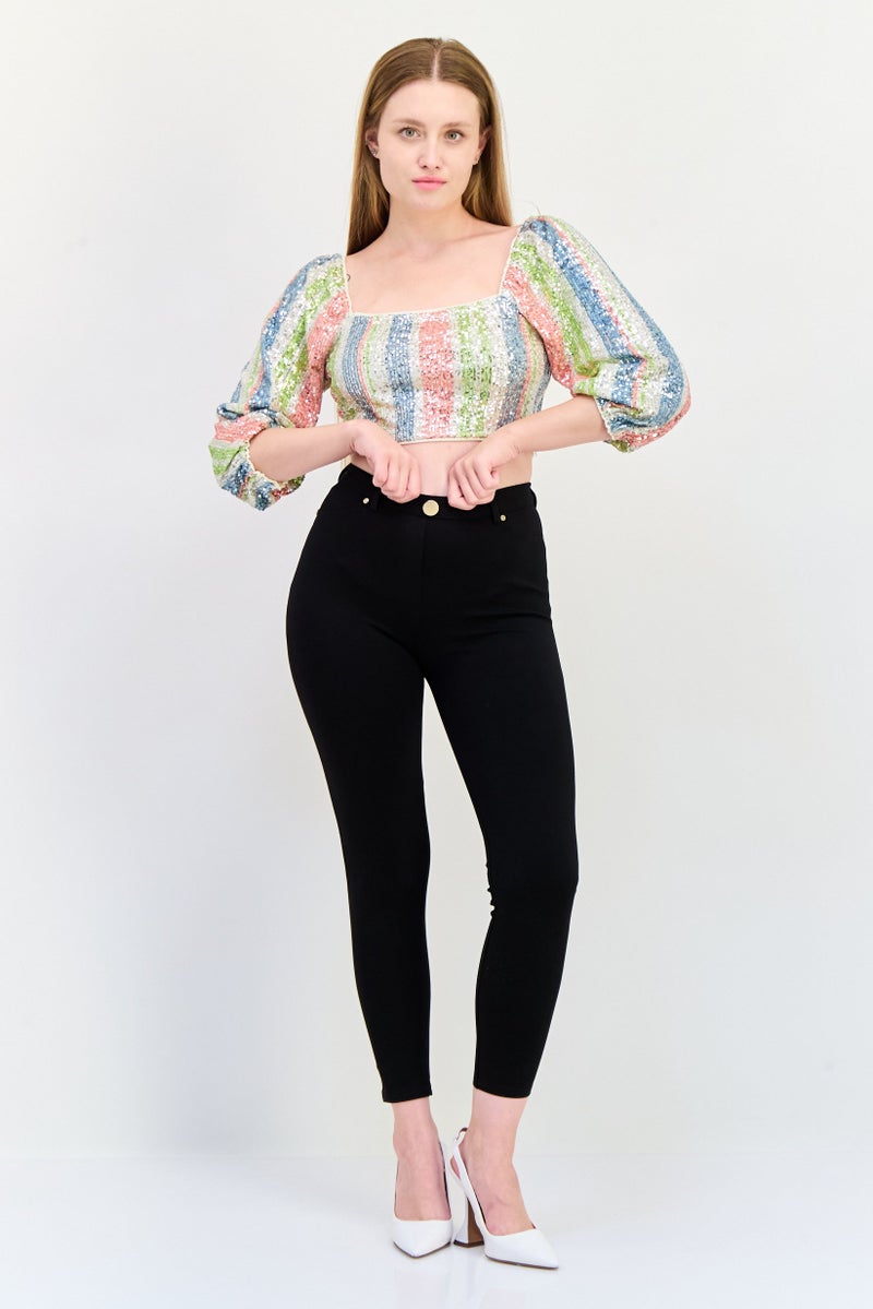 ONLY Women Regular Fit Solid Leggings, Black - Image 2