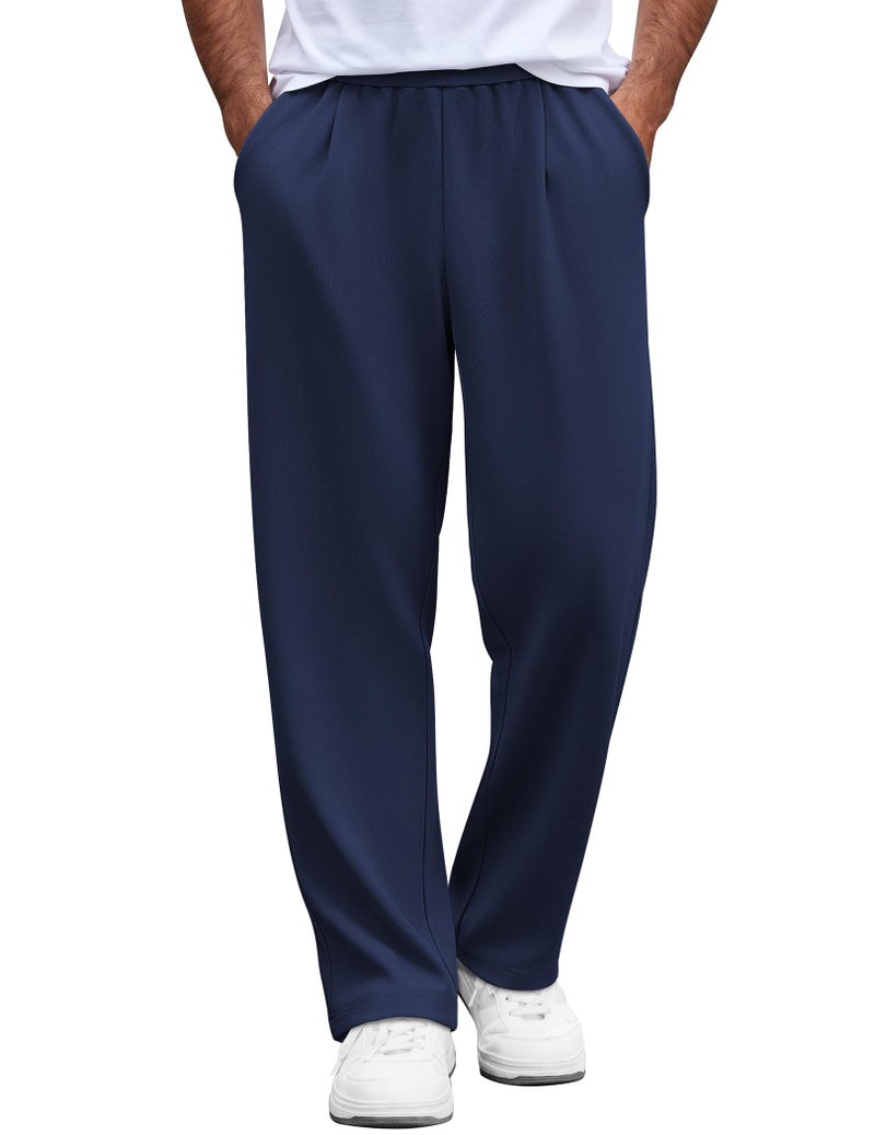 COOFANDY Mens Casual Sweatpants Open Bottom Lounge Pants Lightweight Baggy Workout Yoga Track Pants Navy Blue - Image 1