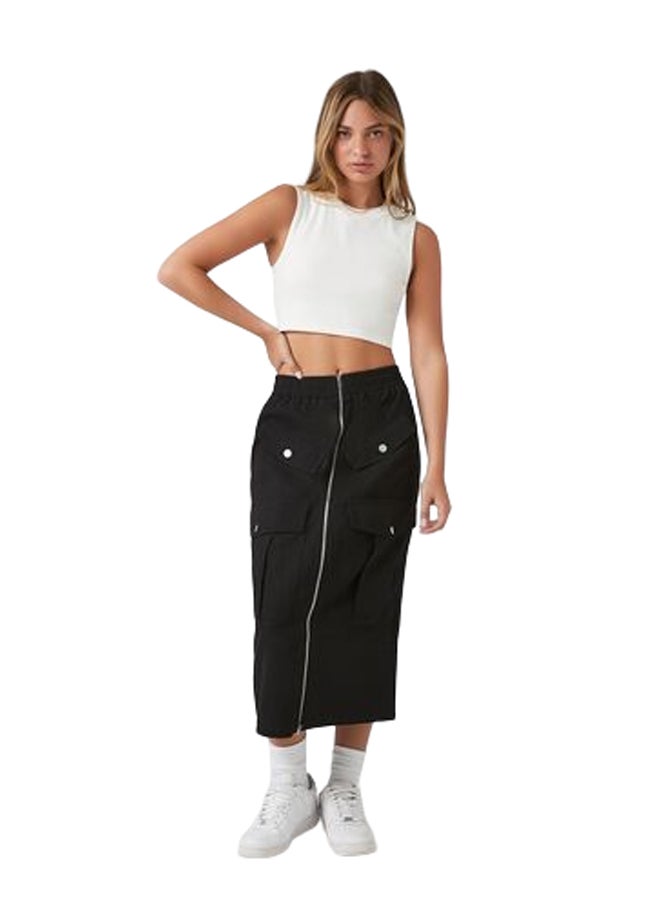 FOREVER 21 تنورة ميدي بسحاب أمامي  - Image 1