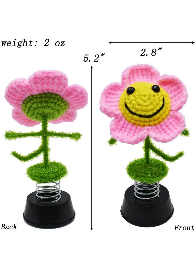AMNQUERXUS - Sunflower Gifts for Women, Handmade Sunflower Decor, Car Dashboard Decorations, Flower Wall Decor, Bottom Sticker Design (Pink) - Image 1