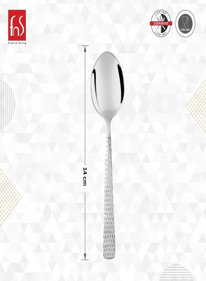FNS Stainless Steel Madrid Hammer Finish On Handle Tea Spoon (Set Of 6) For Tea, Coffee And Spices - Image 4