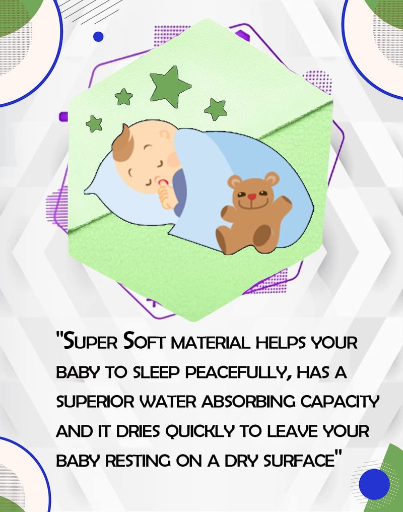 BTfash Baby Waterproof Reusable Super Soft Fast Drying Mattress Protector Medium Green - Image 5