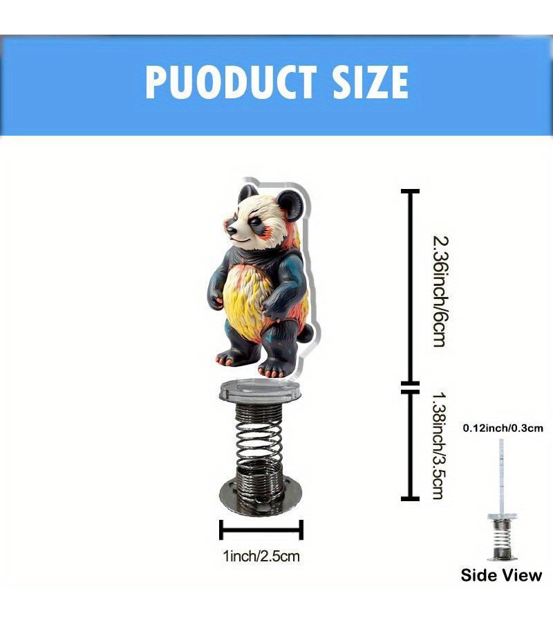 2pcs Style A 2D Flat Acrylic Car Dashboard Decor Colorful Panda Figurine With Spring Loaded 3D Effect Vibrant Charm For Indoor Outdoor Use Car And Home Decoration Unique Gift Idea Playful Durable Animal Design - Image 3