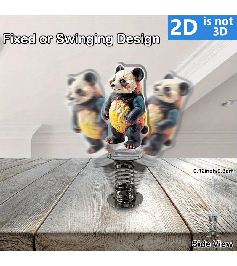 2pcs Style A 2D Flat Acrylic Car Dashboard Decor Colorful Panda Figurine With Spring Loaded 3D Effect Vibrant Charm For Indoor Outdoor Use Car And Home Decoration Unique Gift Idea Playful Durable Animal Design - Image 5