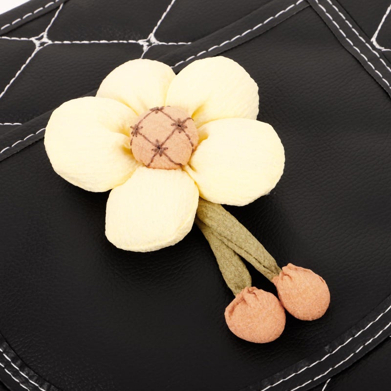 Sunflower Pattern Car Seat Kick Protector Waterproof Back Seat Cover Black - Image 4