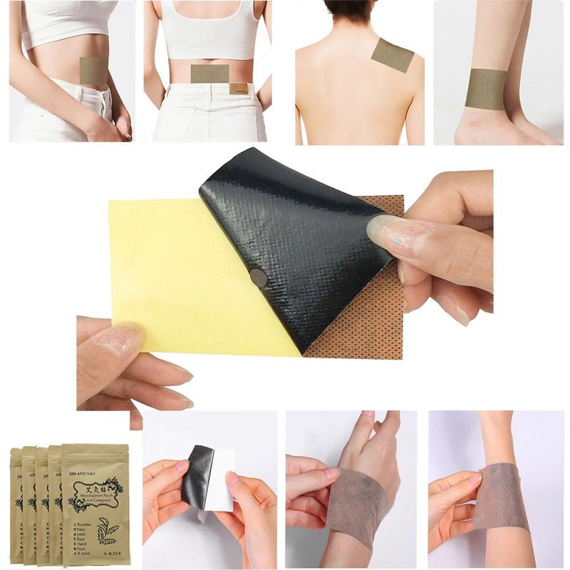 N.C 60pcs Mugwort Leaf Pads Wormwood Moxibustion Patch Foot Pads Knee Cervical Plaster for Muscle , for Neck, Waist, Back, Joints, Wrist (7 X 10cm) - Image 4