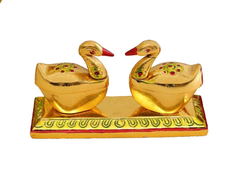 KridayKraft Swan Duck Shap Haldi,KumKum Holder,Chandan Roli Box,Love Birds Couple Duck Pair Chopda,Kumkum Dani,Chawal,Akshat,Haldi use for Pooja,Animal Showpiece & Return Gift Article... - Image 5
