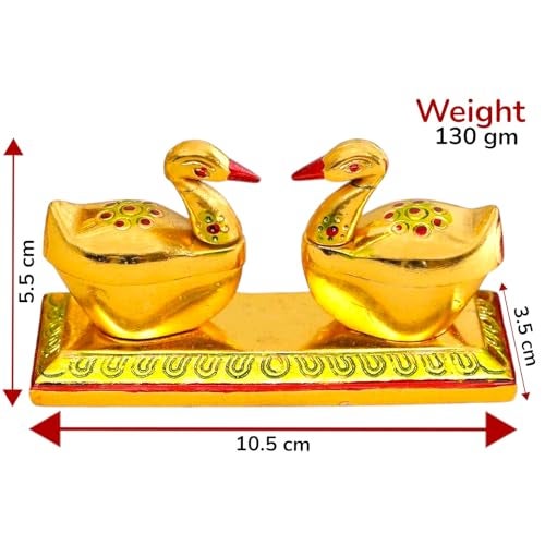 KridayKraft Swan Duck Shap Haldi,KumKum Holder,Chandan Roli Box,Love Birds Couple Duck Pair Chopda,Kumkum Dani,Chawal,Akshat,Haldi use for Pooja,Animal Showpiece & Return Gift Article... - Image 2