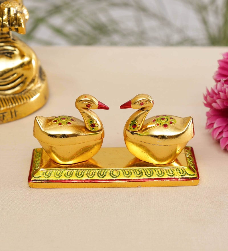 KridayKraft Swan Duck Shap Haldi,KumKum Holder,Chandan Roli Box,Love Birds Couple Duck Pair Chopda,Kumkum Dani,Chawal,Akshat,Haldi use for Pooja,Animal Showpiece & Return Gift Article... - Image 3