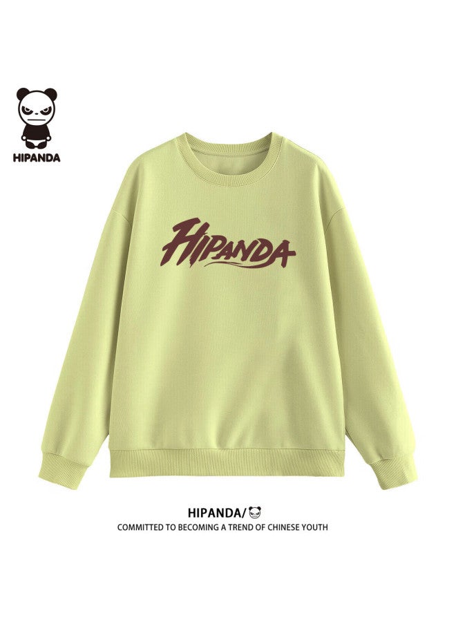 Hipanda Men's Sweatshirt, Autumn Simple Round Neck Trendy Brand, Hoodless Long-sleeve Loose-fitting Slimming Versatile Top, Bean Green Color, Size M - Image 1
