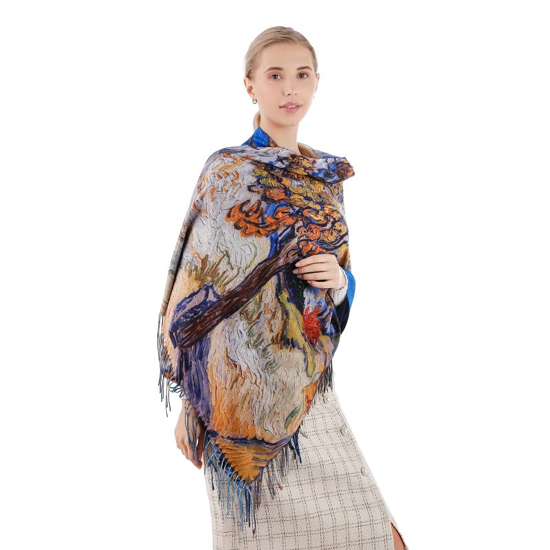 XINYUN Life Tree Printed scarf for Women Gift Soft Cashmere Large Shawls Winter Warm Long Scarves Pashmina Blanket Scarf for Ladies - Image 1