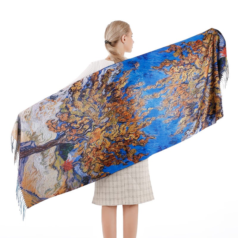 XINYUN Life Tree Printed scarf for Women Gift Soft Cashmere Large Shawls Winter Warm Long Scarves Pashmina Blanket Scarf for Ladies - Image 3
