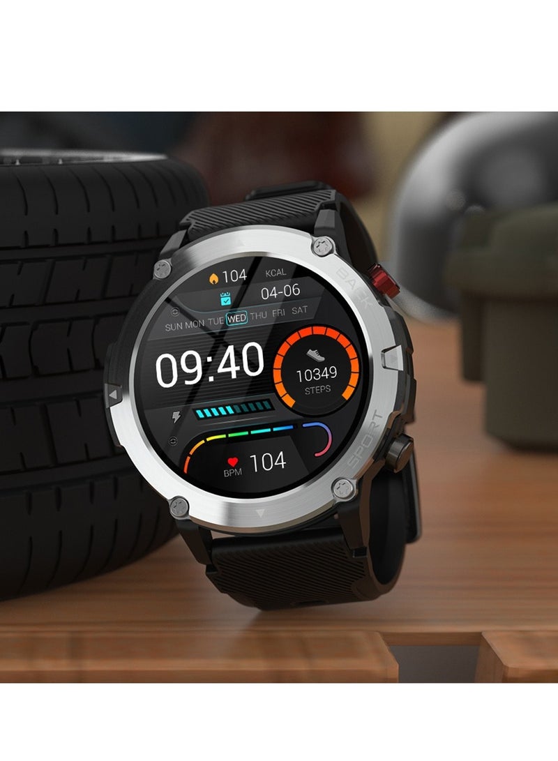 AROAQ Smart Watch Code21 With Bluetooth Calling, Fitness Tracker With Heart Rate Monitor, Multifunctional Waterproof Sleep Smart Watch For Men, Black shell (Milan black + black silicone) - Image 4