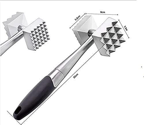 Zollyss Meat Tenderizer | Meat Hammer Dual-Sided Nails Meat Mallet for Steak, Chicken, Fish | Meat Pounder with Rubber Comfort Grip Handle for Juicy, Tender, Evenly Cooked Meals, 8.8 Inches (Black) - Image 3