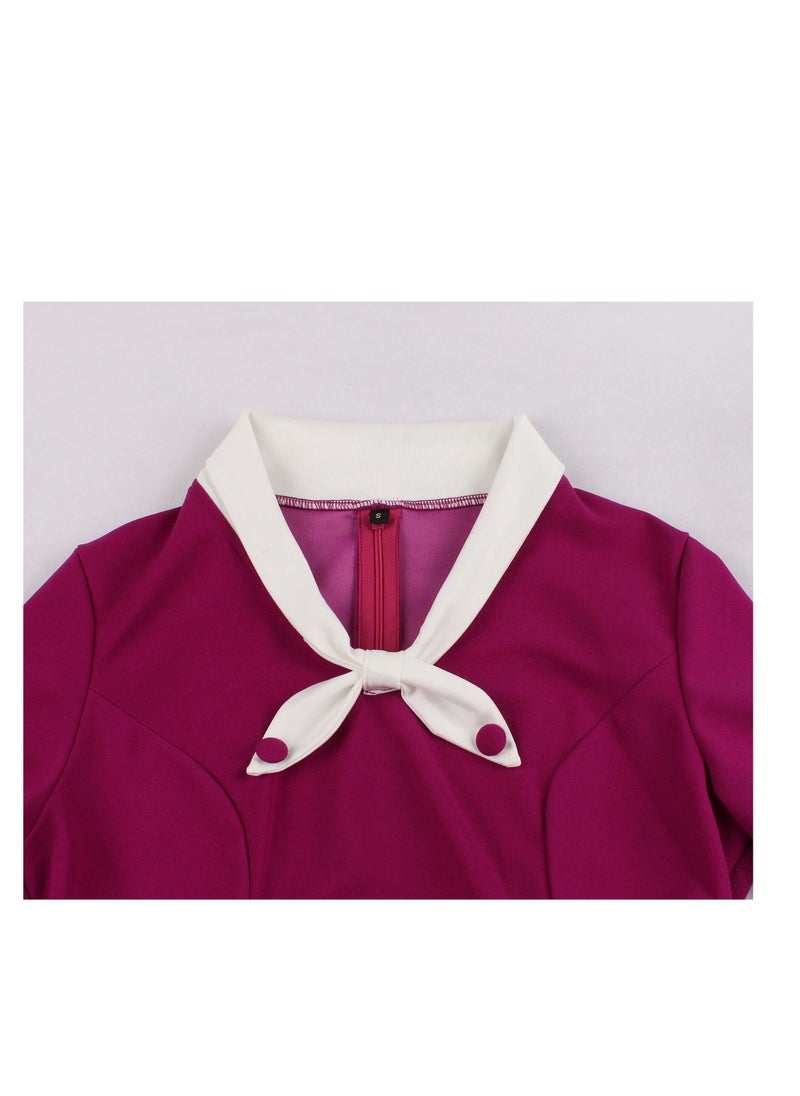 Loquat - V-neck slim stitching dress with a full swing - Image 1