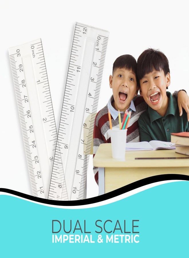 NOKKO Rulers Bulk for Classroom - Pack of 50 - Clear Plastic Ruler 12 Inch / 30 cm - Transparent School Ruler with Inches and Centimeters - Back to School Supplies for Kids, Students and Teachers - Image 5