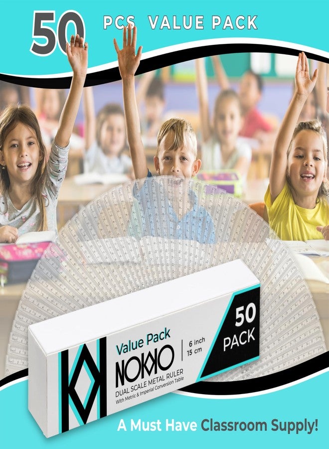 NOKKO Rulers Bulk for Classroom - Pack of 50 - Clear Plastic Ruler 12 Inch / 30 cm - Transparent School Ruler with Inches and Centimeters - Back to School Supplies for Kids, Students and Teachers - Image 3