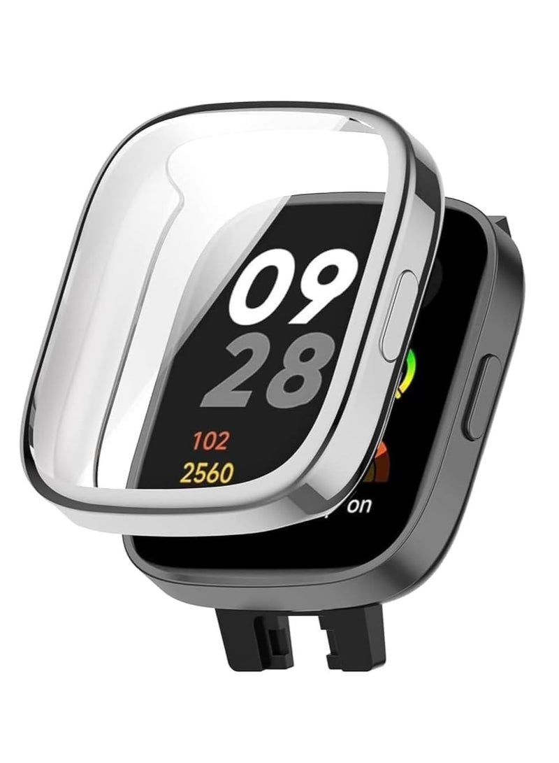 Case Compatible with Xiaomi Redmi Watch 3 / Xiaomi Mi Watch Lite 3 Case, Flexible TPU Anti-Scratch Full Protective Cover (Silver) - Image 1