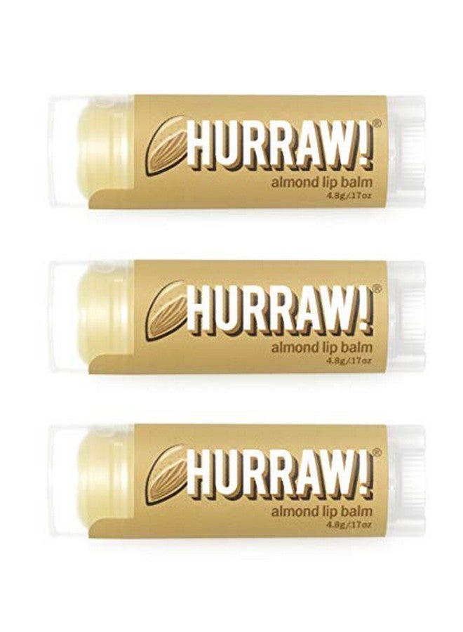 Hurraw! Almond Lip Balm 3 Pack: Organic Certified Vegan Cruelty And Gluten Free. Nongmo 100% Natural Ingredients. Bee Shea Soy And Palm Free. Made In Usa - Image 1