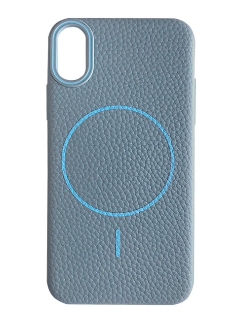 Magsafe Phone Case For iPhone X/XS With High Quality Rubber Frame And Slim Lychee Pattern Leather Case with Camera Lens Protection Shockproof Cover And support wireless Charging Leather Cover for iPhone X/XS - Baby Blue