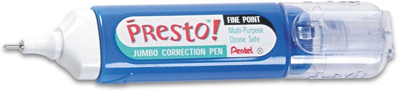 Presto Jumbo Correction Pen, Fine Point, 12 ml, Sold as a pack of 2