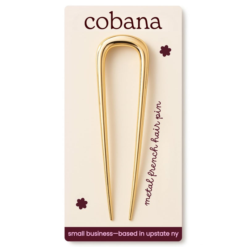 Cobana French Hair Pin â€“ Gold Metal Hair Accessory for Buns, Twists & Updos â€“ Hair Pin for Thick Hair â€“ Sleek, Durable Styling Clip for Women - Image 1