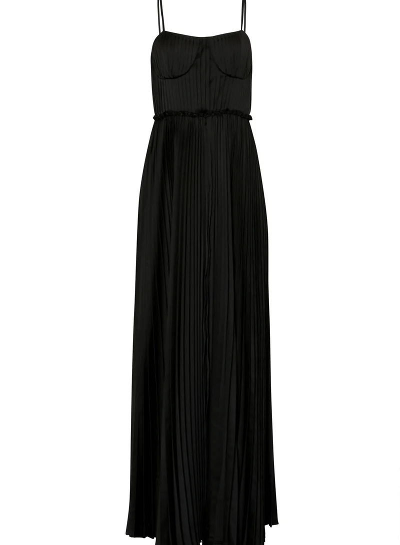 ترو ديكادينس Black Satin Pleated Maxi Dress