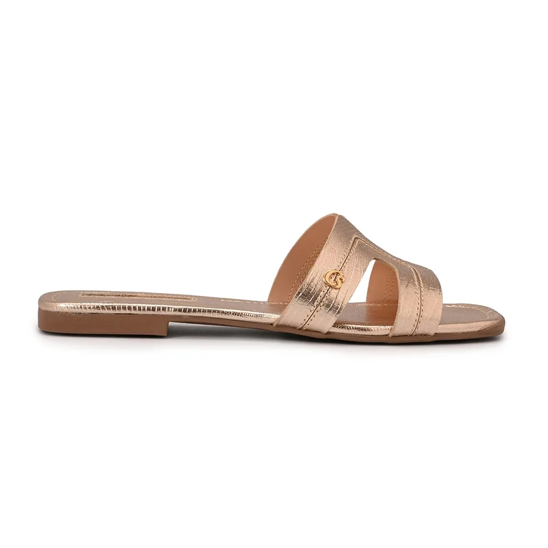 Gold Flat Sandal with H Straps