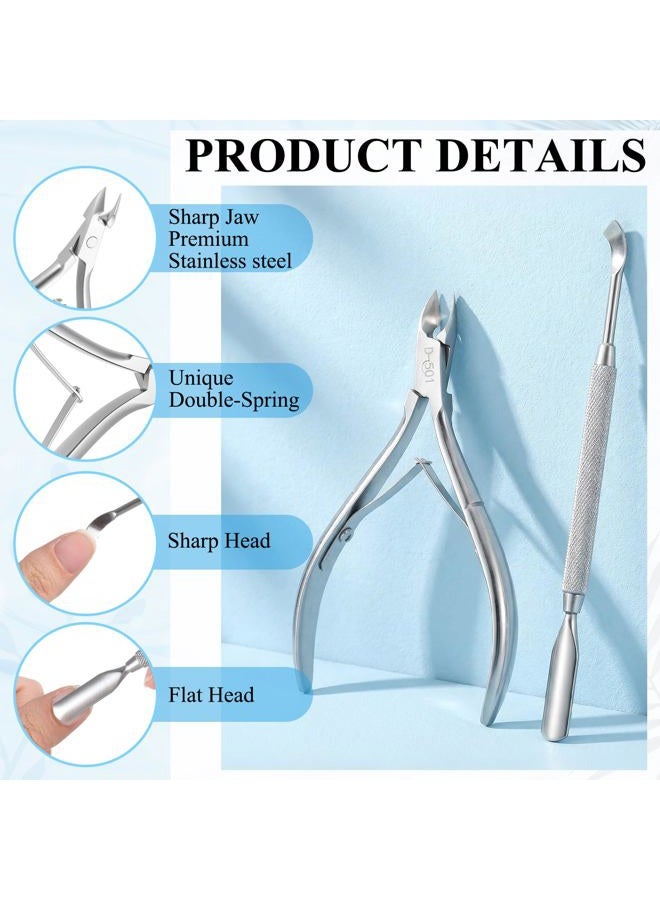 Lothee 10 Pack Cuticle Trimmer with Pusher 200 Count Self Sealing Sterilization Pouches, Professional Stainless Steel Cuticle Nipper Remover Cutter Manicure Pedicure Tools Kit for Home Salon Nail Care - Image 3