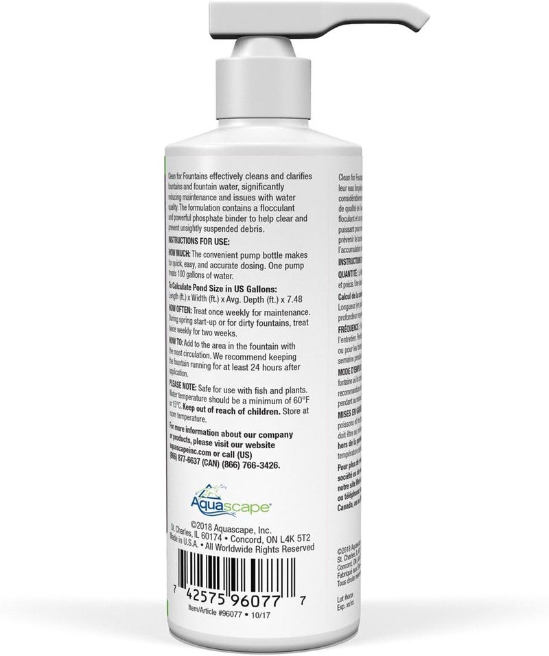 Aquascape علاج المياه النظيف من أكوا سكيب للنافورات والشلالات وحدائق المياه وغيرها من الميزات ذات المياه الراكدة يعزز ظروف المياه النظيفة والواضحة 8 أونصات 236 مل 96077 - Image 2