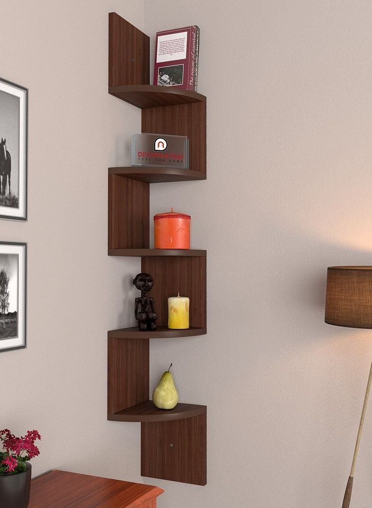 Home Gallery zig zag Shelves Corner 5 Tier natural wood - Image 1
