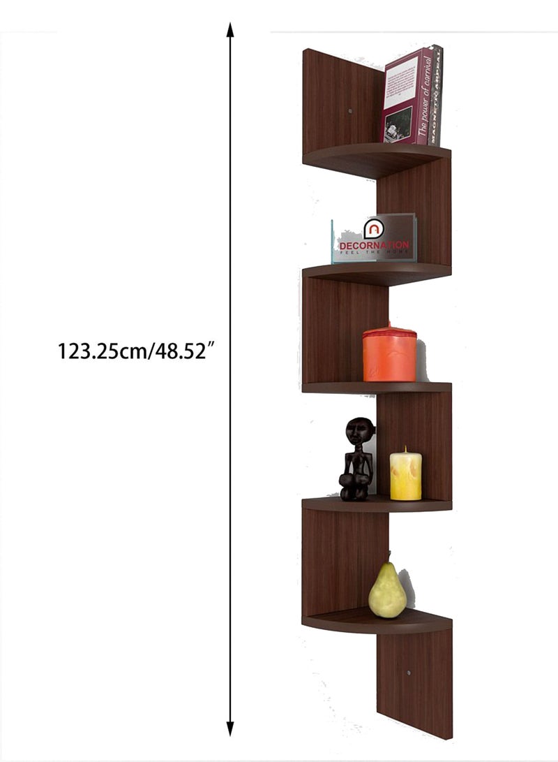 Home Gallery zig zag Shelves Corner 5 Tier natural wood - Image 2