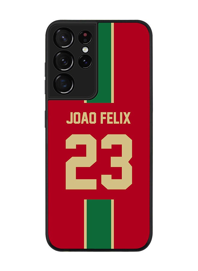 Stylizedd Rugged Black edge case for Samsung Galaxy S21 Ultra 5G Slim fit Soft Case Flexible Rubber Edges Anti Drop TPU Gel Thin Cover - Football Team - Portugal Player Name - Joao Felix - Image 1